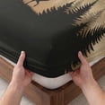 thumbnail image 3 of Queen Size Fitted Sheet Set - Black Forest 3 Piece Bedding Sets 16" Deep Pocket Fitted Sheet with 2 Pillowcases, Deer Silhouettes Foggy Grey Pine Tree Brushed Microfiber Hotel Luxury Bed Sheets, 3 of 9