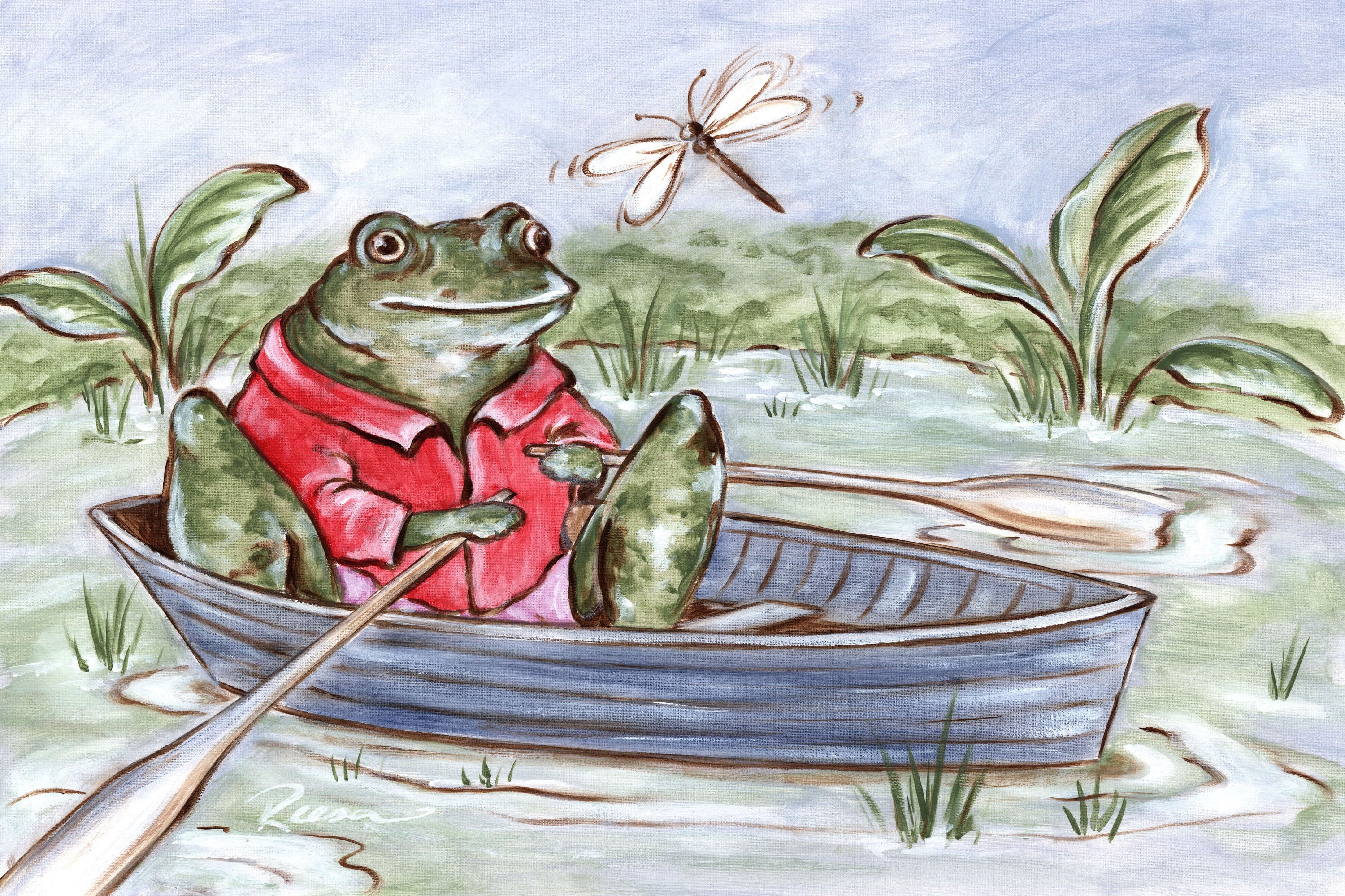 "Freddie Gone Rowing" Painting Print on Wrapped Canvas