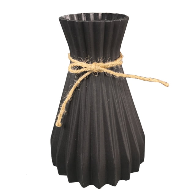 Jarrón de plástico decorativo - Jarrón de flores retro, 17 cm de altura, para decoración del hogar, blanco/gris/negro