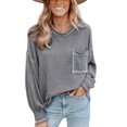 thumbnail image 1 of Blusa de mujer de fibra de poliéster con cuello redondo y hombros caídos, camisa informal de manga larga para Otoño e Invierno, 1 of 6