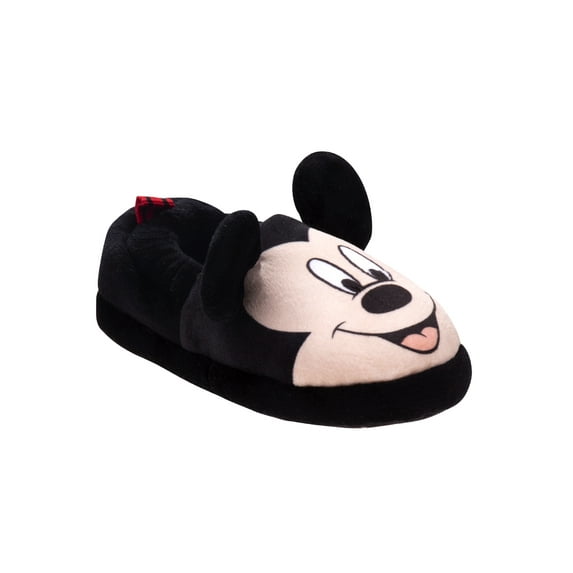 Disney Black Mickey Mouse Plush Slippers Little Boys