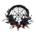 thumbnail image 2 of Corona de Halloween, corona simulada, decoración festiva, colgante para puerta de casa, corona negra para fiestas navideñas, 2 of 7