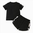 thumbnail image 3 of KPOPLK Summer Toddler Baby Girl Clothes Infant Outfit Letter Print Short Sleeve T Shirt Tops and Jogger Shorts Set Size 18-24 Months,Black, 3 of 7
