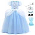 thumbnail image 1 of Vestido de juego de rol de princesa Peach para niña, disfraz de fiesta de cumpleaños, traje de actuación en escenario, conjunto completo de acceso Fivean unisex, 1 of 2