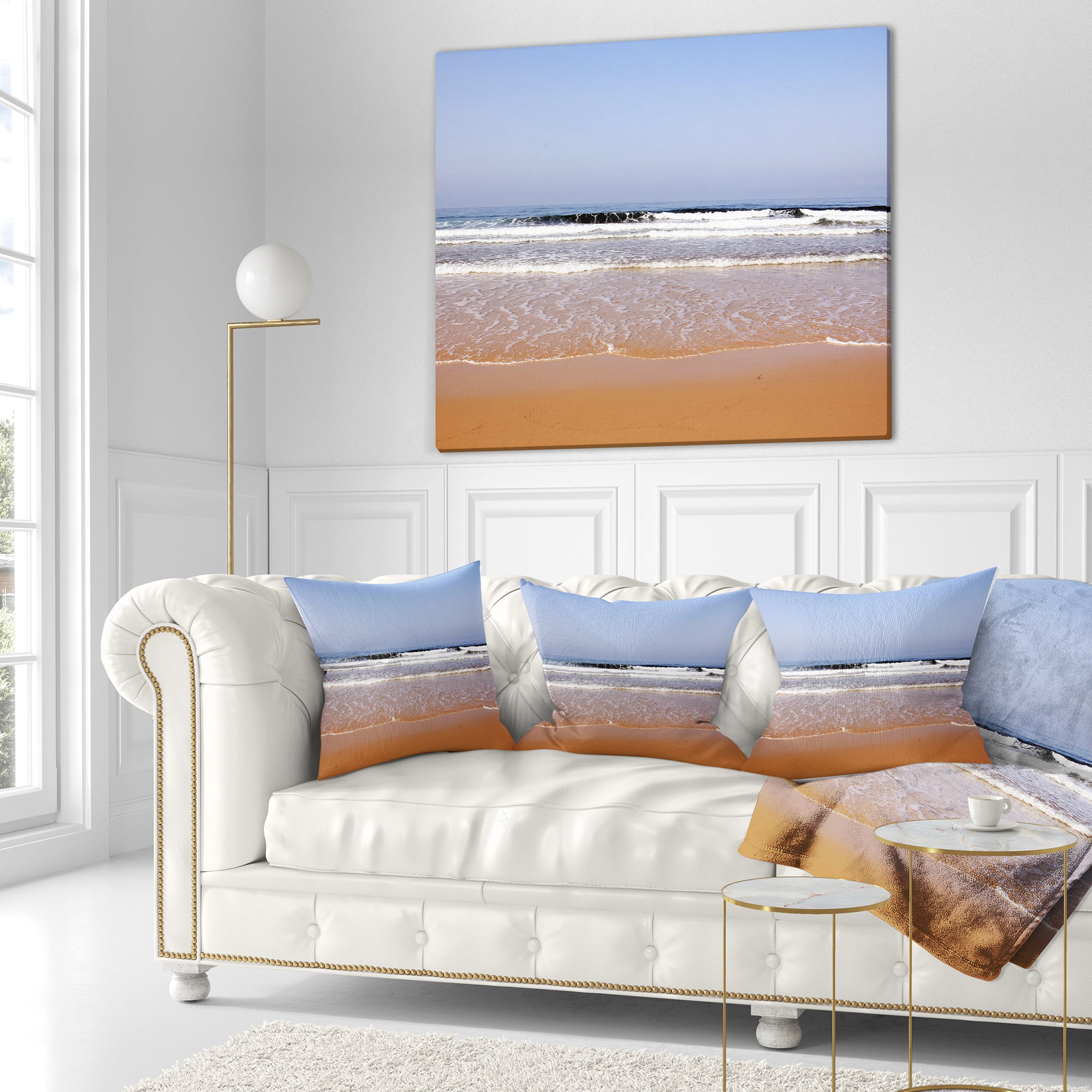 Designart Beautiful Sea and Beach Ashdod Israel - Seashore Throw Pillow - 18x18