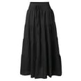 thumbnail image 6 of Women Summer Elastic High Waist Boho Maxi Skirt Casual Drawstring A-Line Long Skirt Club Basic Leisure Dailywear, 6 of 7