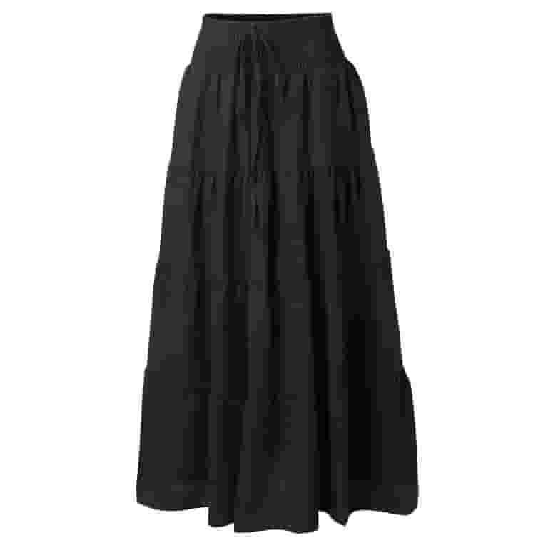 スカート OPEN YY_TheOpen Product STRAPLAYERED MAXI SKIRT (BLACK) B91xZ Womens Skirt Casual Slit Wrap Asymmetrical Elastic