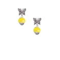 thumbnail image 2 of Delight Jewelry Silvertone Yellow Softball with Stitching Spinner Silvertone Antiqued Butterfly Post Earrings, 2 of 4