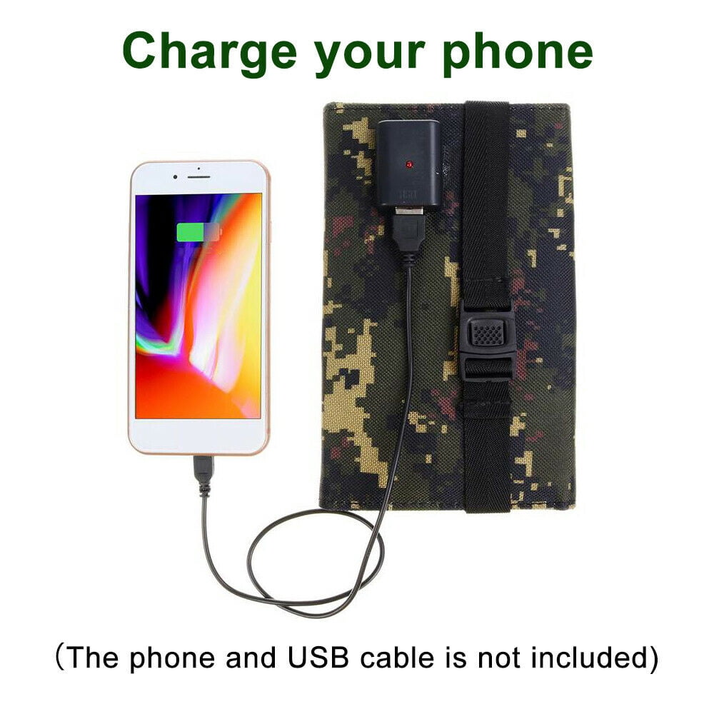Solar Charger 80W, Solar Power Bank with 4 Foldable Panels, USB Portable Phone Charger for Outdoor Camping, Hiking, Camouflage