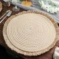 thumbnail image 5 of Efavormart 4 Pack | 15" Round Natural Rustic Burlap Jute Placemats Fringed Edges, Farmhouse Placemats with Trim, 5 of 11