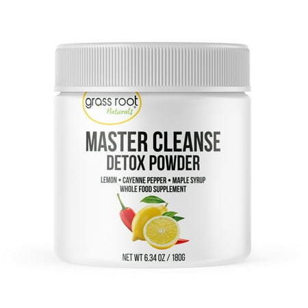 Grass Root Naturals Master Cleanse Detox Powder- Lemonade Detox 3-Day Plant-Based Supplement with Lemon, Maple Syrup, and Cayenne Diet, 6.34oz Container