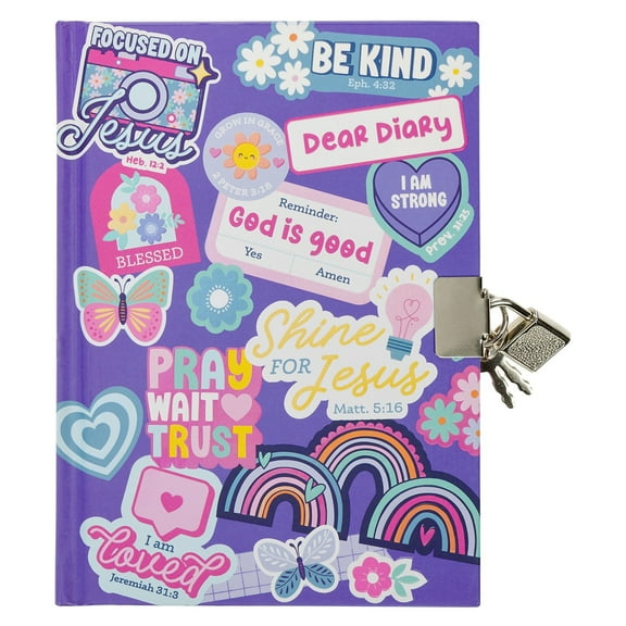 Secret Diary with Lock/Keys, Girls Interactive Christian Purple Journal with Writing Prompts Teen, Tween Shine For Jesus Matt. 5:16 Bible Verse