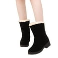 thumbnail image 4 of hopeusnice Women's Winter Boots Suede Ankle Boots Warm Fuzzy Fleece Lined Mid Calf Boots Slip On Snow Boots Black 38, 4 of 9