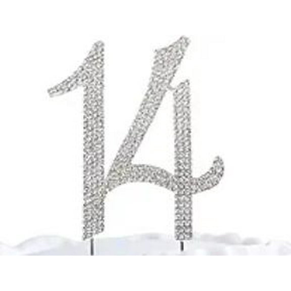 AURARMLET Rhinestone Cake Topper 14 Silver for and Versatile Event Decorations