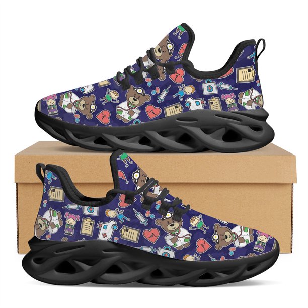 Zapatos Yikeluo para mujer, zapatillas de deporte con estampado de enfermera a la moda, diseño personalizado, zapatos casuales planos para mujer, zapatillas para caminar y correr