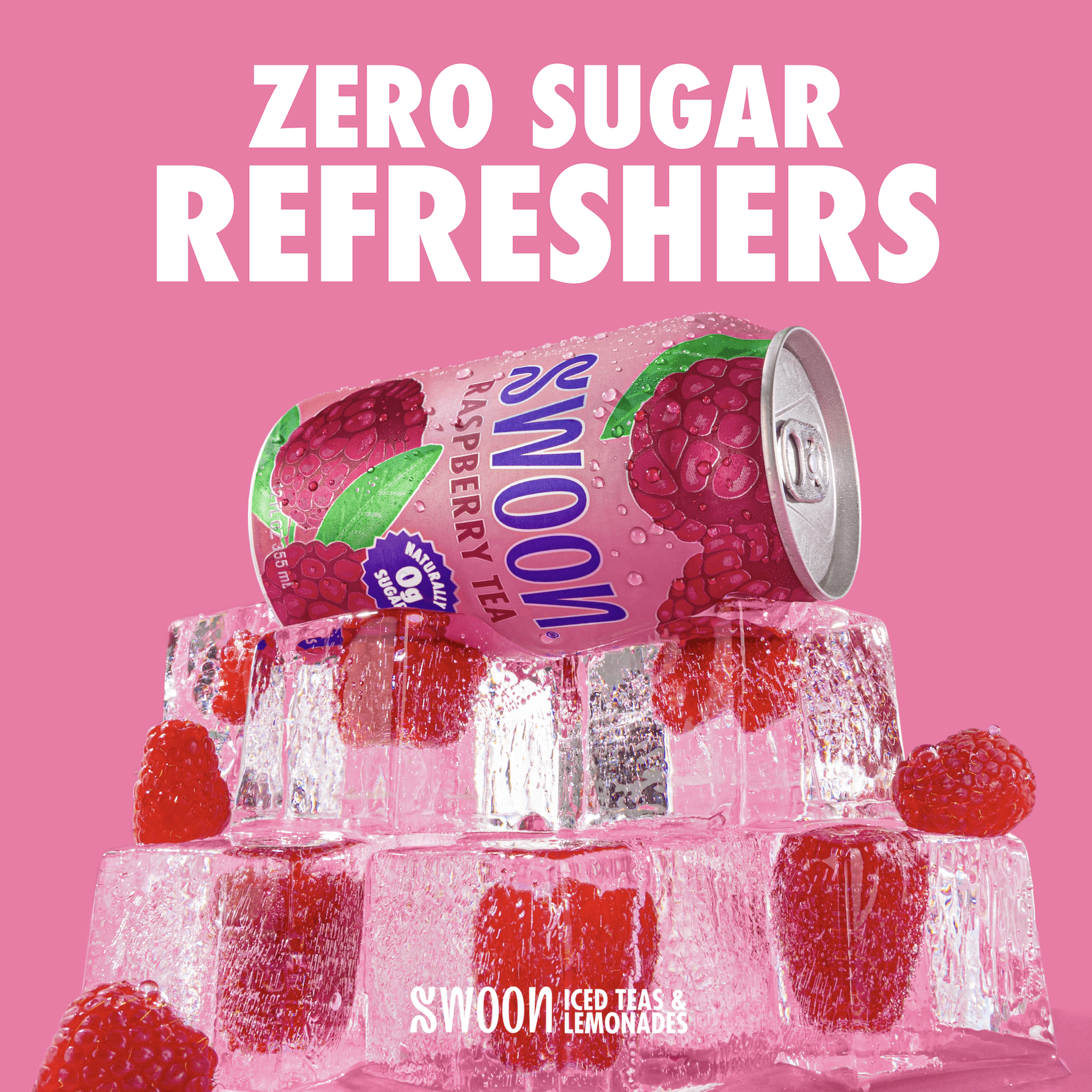 (12 pack) Swoon Zero Sugar Raspberry Iced Tea, 5 Calories, Sugar Free, 12 fl oz Can
