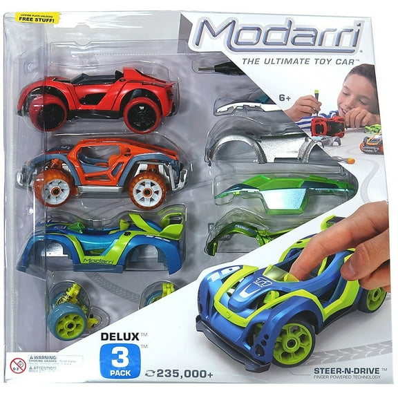 Modarri: Deluxe Car 3 Pack - S1 Street, T1 Track, X1 Dirt - DIY Design & Build Toy Cars, Customize Vehicles, Mix & Match, Collectible, Kids Ages 6 