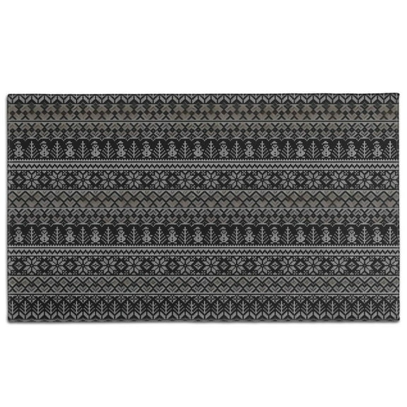 Black Christmas Folk Pattern Door Rugs,Washable Non Slip Door Mats Indoor,Decorative Door Mats,Entry Mat Indoor for Entrance,Bedroom,Kitchen,Bathroom,17"x30"
