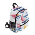 thumbnail image 2 of FORMRS School Backpack with Front Zippered Pocket 12" Student Travel Daypack, Pink Hand Drawn Sailboats, 2 of 6