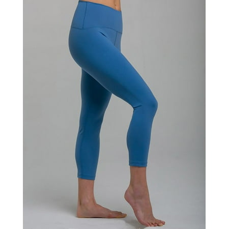 Pewter Three-Quarter Legging Yoga Pants - L (Best Opaque Yoga Pants)