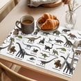 thumbnail image 3 of Cartoon Dinosaurs Placemats Set of 4 Natural Primitive Wild Animals Names Place Mats Indoor Wipeable Table Mats Washable Cloth Dining Table Placemats for Kitchen Holiday Party Home Decor 13x19 Inch, 3 of 9