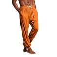 thumbnail image 2 of Men's Solid Pajama Pants Drawstring Elastic Waist Lounge Pants Jogger Ankle Soft Sleep Pants with Side Pockets ,L,Orange, 2 of 9
