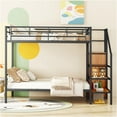 thumbnail image 2 of JERFIT Over Full Metal Bunk Bed with Lateral Storage Ladder and Wardrobe Black, 2 of 10