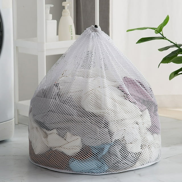 pdqouc Sac à Linge Réutilisable à Cordon, Lavage en Machine, Sac à Linge en Filet, Sac Filet à Linge, Vêtements Jouets Chaussures, Petit Sac de Rangement pour la Maison, Dortoir, Appartement, Hôtel, Plage