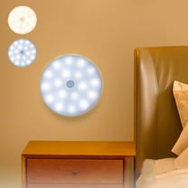 LiUMX Modern Round LED Wall Light | Adhesive Backing for Easy Installation | 360° Ring Soft Light | Battery Powered with Remote | Cool White & Warm White | Bedroom Hallway Night Light