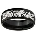 thumbnail image 2 of Tungsten Etched Tribal Pattern 8mm Glossy Black Polished Dome Men Ring, 2 of 2