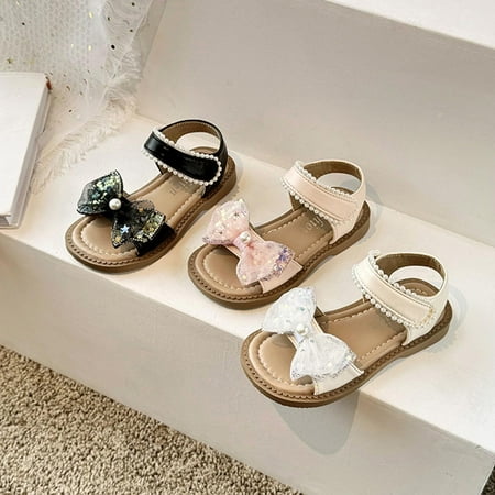 

Girls Summer New Soft Soled Floral Bao Head Rhinestone Princess Shoes For Children Non-slip Beach Sandals Pink qILAKOG Size 11