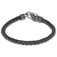 thumbnail image 2 of Metro Jewelry Men's Genuine Black Leather and Stainless Steel Identification Bracelet 12 MM with Magnetic Clasp, 2 of 3