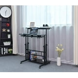 AIZ Mobile Standing Desk, Adjustable Computer Desk Rolling Laptop Desk ... Portable Workstation On Wheels