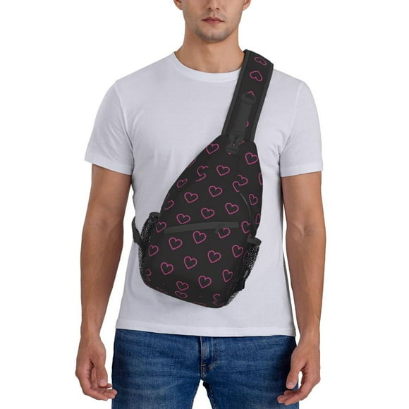 ZICANCN Crossbody Sling Bags for Women Men,Pink Hearts Romance Love Casual Shoulder Backpacks for Hiking Daypacks