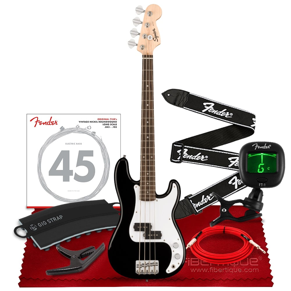 Fender Squier Mini Precision Bass 4 String Electric Guitar Pack Right Black Walmart Com