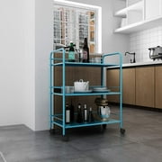 Tier Metal Rolling Utility Cart, 3-Shelf Storage Organizer with Wheels, Perfect for Home Office Kitchen Bathroom Organization