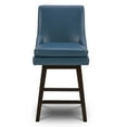 thumbnail image 3 of CHITA 26 inch Upholstered Swivel Faux Leather Counter Bar Stools with Back & Wood Legs, Dark Blue, 3 of 10