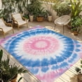 thumbnail image 2 of Outdoor Rug 5x7 ft Abstract Ethnic Tie Dye Waterproof Outdoor Patio Rug Mat Non Slip Outside Area Rugs Carpet for RV,Camping,Porch,Deck,Pool,Balconybackyard,Pink Blue, 2 of 9