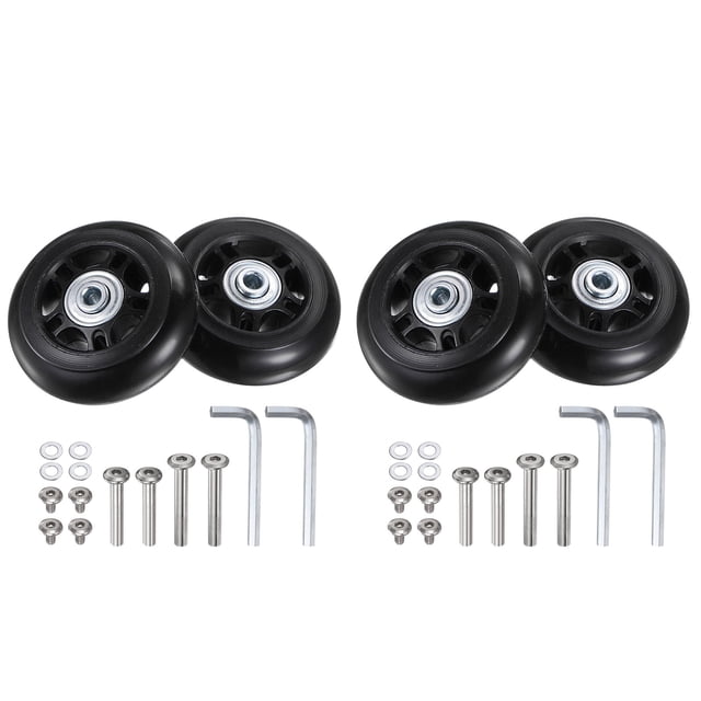 Ruedas de equipaje de reemplazo Uxcell 70x24mm Kits de reparación de ruedas de maleta 2 ruedas con rodamientos de PU para bolsa de carrito, patín en línea