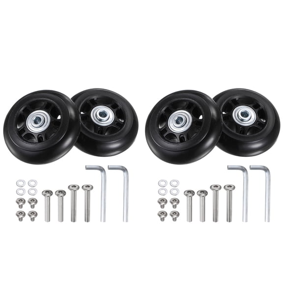 Ruedas de equipaje de reemplazo Uxcell 70x24mm Kits de reparación de ruedas de maleta 2 ruedas con rodamientos de PU para bolsa de carrito, patín en línea