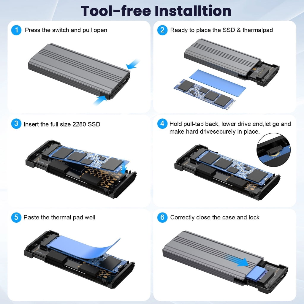 Milue External M.2 NVMe SSD Shell USB 3.1 Type C 20Gbps Large 8TB Storage