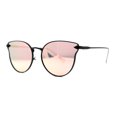 thumbnail image 2 of Womens Pink Mirror Panel Lens Cat Eye Horn Metal Rim Sunglasses Black, 2 of 4