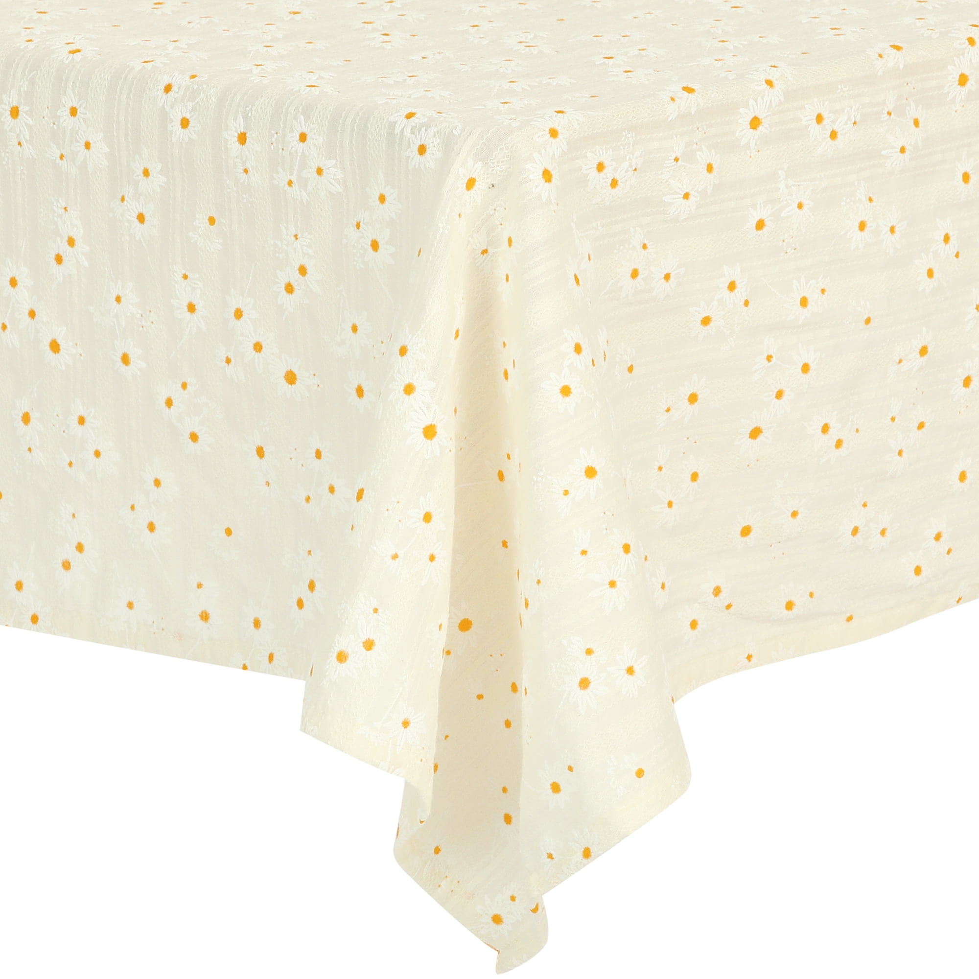 Unique Bargains Rectangle Cotton Yellow Table Cover Tablecloth Yellow 39"x55"