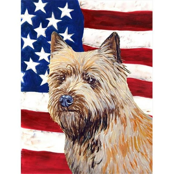 28 x 40 in. USA American Flag with Cairn Terrier House Size Canvas Flag