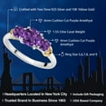 thumbnail image 2 of Gem Stone King 925 Sterling Silver and 10K Yellow Gold Purple Amethyst 3 Stone Engagement Ring for Women (1.55 Cttw, Cushion Cut 6MM and 4MM, Available in Size 5, 6, 7, 8, 9), 2 of 5