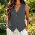 thumbnail image 6 of Vest Tops for Women, Cotton Linen Button Down Sleeveless Shirts, Business Casual Tank Vests Top Summer Fashion 2026, 6 of 7