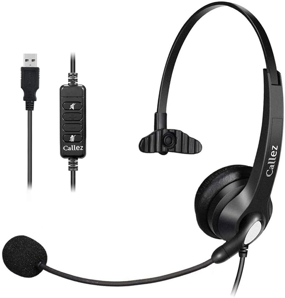 Büro 1 schwarz Stereo-PC-Kopfhörer für Business Computer Callcenter super leicht klarere Stimme Geräuschunterdrückung und Audio-Steuerung Skype ultra bequem USB-Headset mit Mikrofon