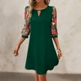 thumbnail image 3 of Plus Size Spring Clothes for Women Midi Dress With 3/4 Sleeve Floral Embroidery Casual Knee-Length A-Line Dress, 3 of 6