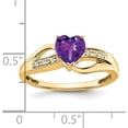 thumbnail image 6 of Solid 14k Yellow Gold Amethyst and Diamond Heart Ring - Ring Size 7.0, 6 of 8