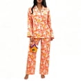 thumbnail image 3 of MEZZALL Women Halloween Autumn Button Front Long Sleeve Lapel Top With Chest Pocket Elastic Waist Full Length Pants Pajama Set Casual Home Wear Pajamas Holiday 2 Piece Pjs, 3 of 6